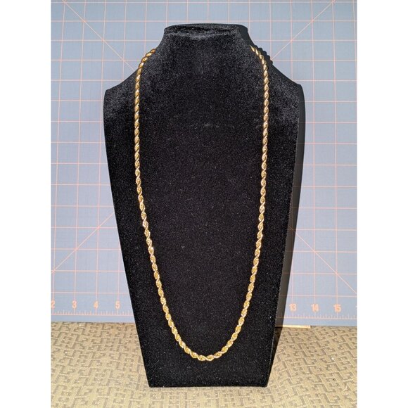 Gold-Plated Rope Chain Necklace 30 Inches Long - Picture 1 of 4